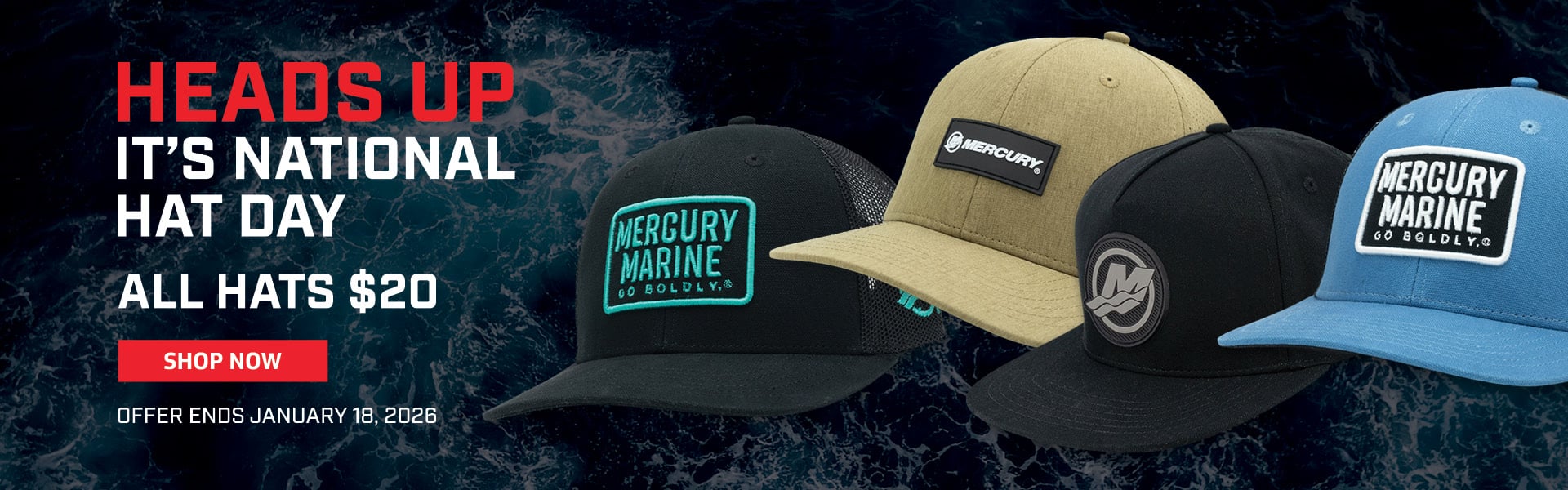 Heads Up It's National Hat Day! All Hats $20. Shop Now. Offer Ends January 18, 2026